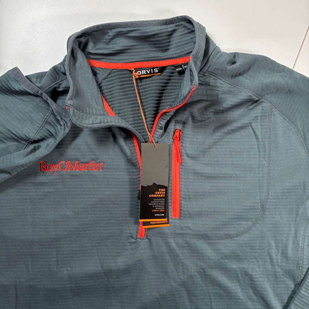 NEW Orvis Horseshoe Hills Fleece Pullover 2XL Gray Performance 1/4 Zip Logo*